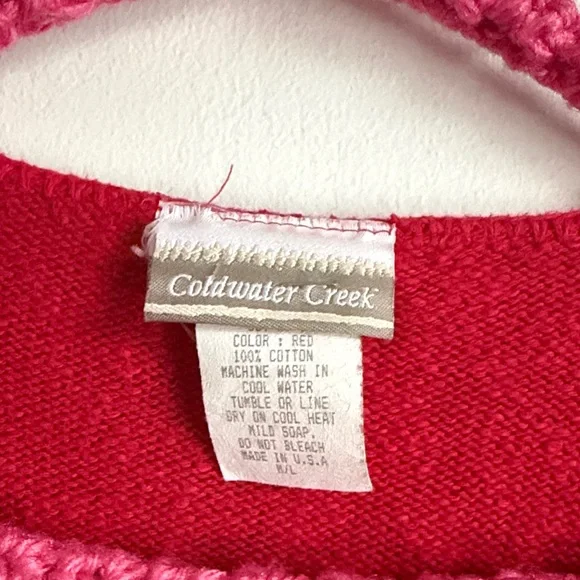 Coldwater Creek Red Heart Button Cardigan — 100% Cotton — Made in USA - Picture 4 of 5